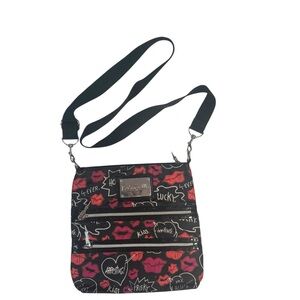 Betsey Johnson Black and Red Graphic Crossbody Bag